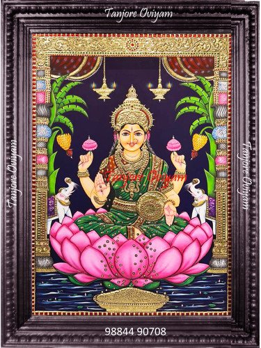lotus Gajalakshmi Tanjore Painting